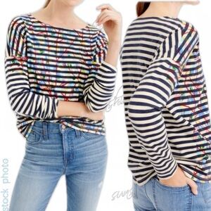 JCREW Michael De Feo™️ for J.Crew Striped Painted T-Shirt Top #G1410 size SMALL
